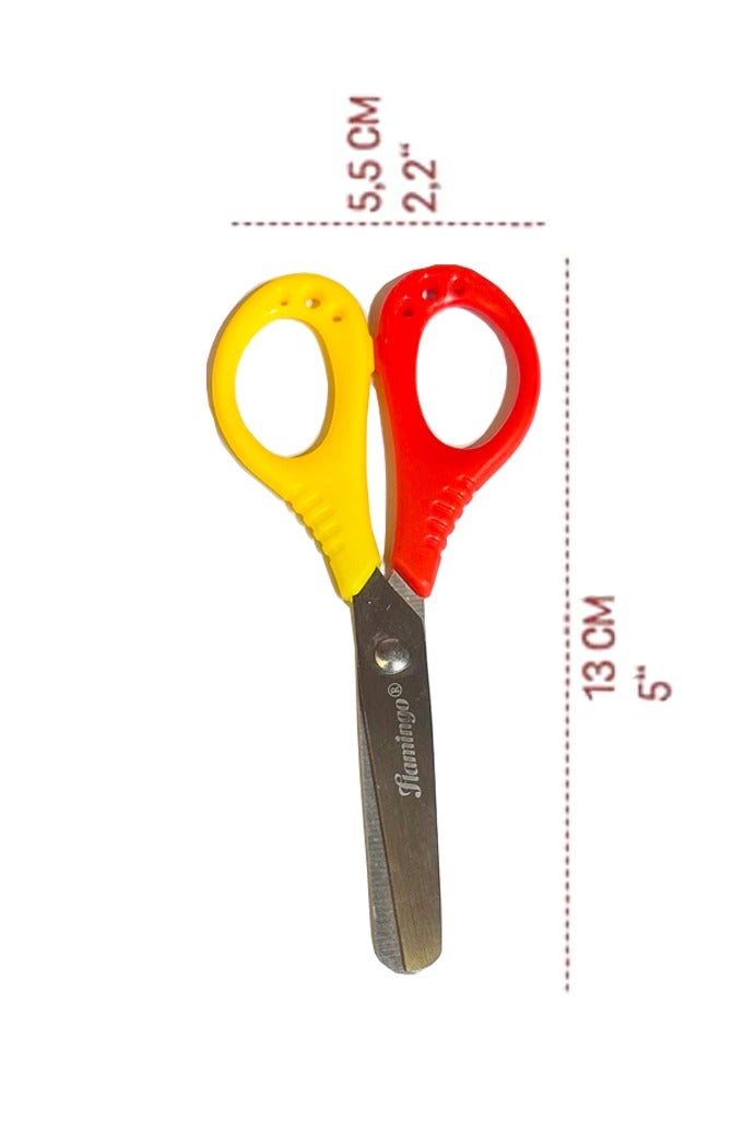 Flamingo Blunt Tip For Kids Safe Use scissors 13cm - 2Nos Assorted Color - Image 2