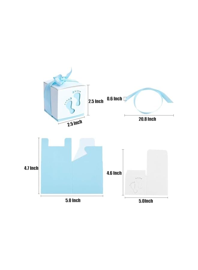 The Bros 50 Pcs Cute Newborn Baby Footprints Candy Boxes with Ribbon Baby Shower Candy Box Party Table Decor Birthday Party Gift Favor for Wedding/Travel Themed Party/Bridal Shower Decoration - Image 2