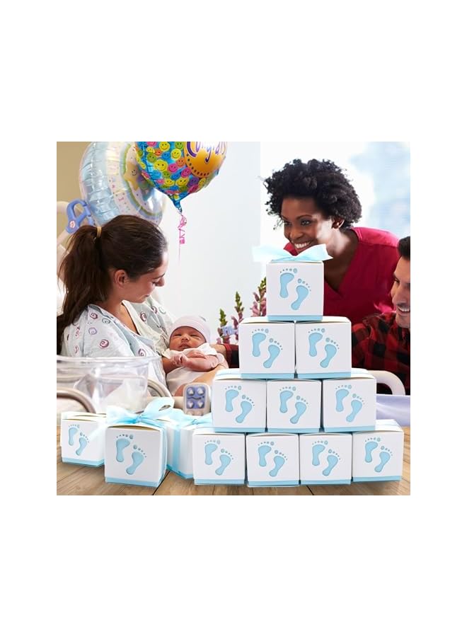 The Bros 50 Pcs Cute Newborn Baby Footprints Candy Boxes with Ribbon Baby Shower Candy Box Party Table Decor Birthday Party Gift Favor for Wedding/Travel Themed Party/Bridal Shower Decoration - Image 5