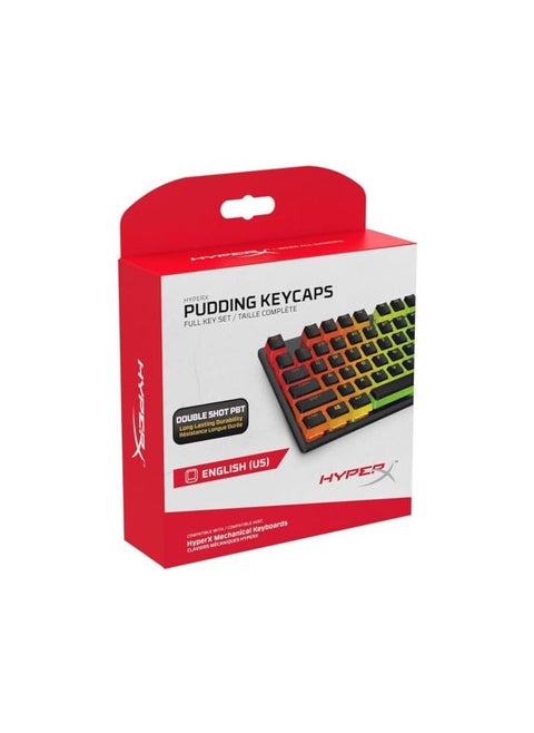 HyperX Pudding Keycaps - Double Shot PBT Keycap Set with Translucent Layer, for Mechanical Keyboards, Full 104 Key Set, OEM Profile, English (US) Layout - Black