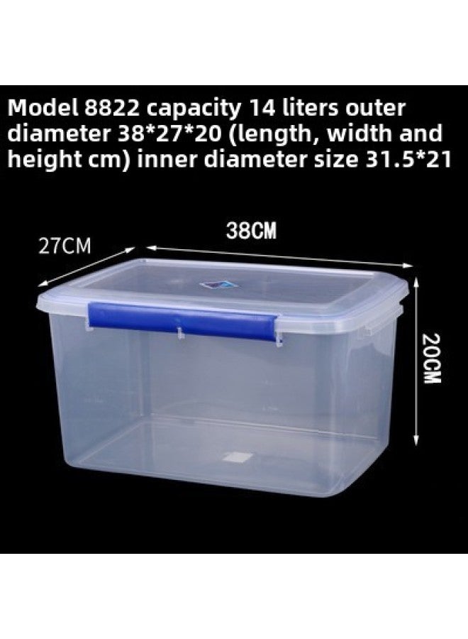 Kitchen Refrigerator Commercial Food Grade Transparent Plastic Fresh-keeping Box Freezing Sealed Storage Box Hotel Special Large Capacity-Specifications:Raise 14-litre 8822 Double Deduction  - Image 1