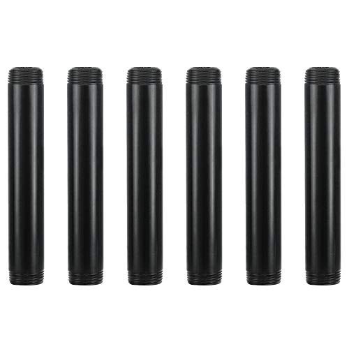 GeilSpace 6 Pack 3/4" × 6" Pre-Cut Black Metal Pipe, Industrial Steel Fits Standard Three Quarters Inch Black Threaded Pipes and Fittings - Vintage DIY Industrial Shelving (3/4" × 6") - Image 1