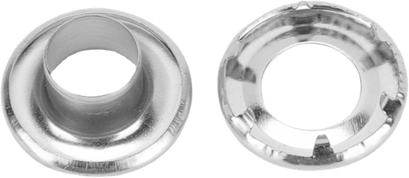 100pcs 8mm Metal Grommet Washer Set Copper Eyelets with Washers - Durable Teethed Design for Fabric, Leather, Clothes, Shoes, Hats, Window Curtains - Easy DIY Repair and Crafti (Silver) - Image 2