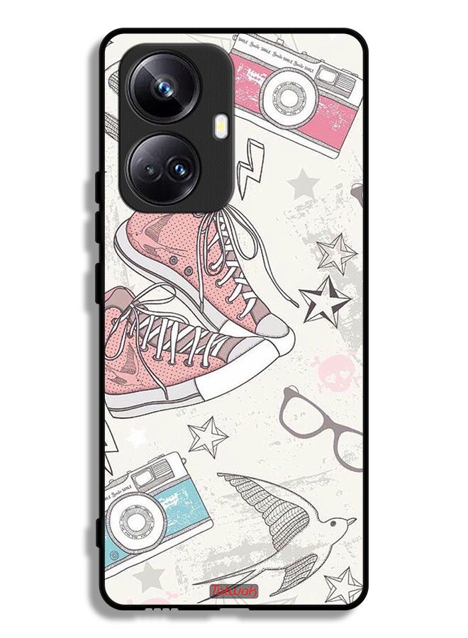Tolwak Realme 10 Pro Plus Protective Case Cover Canva Shoes And Camera Art - Image 1