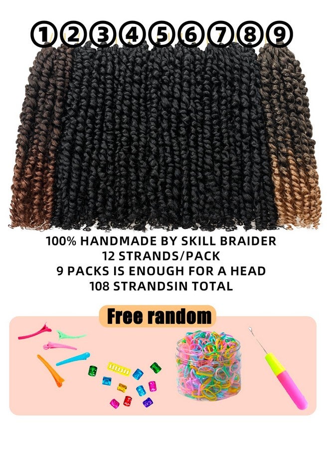 hahoness 10 Inches 9 Packs Passion Twist Crochet Hair-Mixed Color Combo Pack(7Packs 1B+1Pack T1B/27+1Pack T1B/30),Pre Looped Pretwisted Hair Braided By Spring Kinky Twist Bohemian Curls(10"-9 Packs,1B+T27+T30) - Image 2