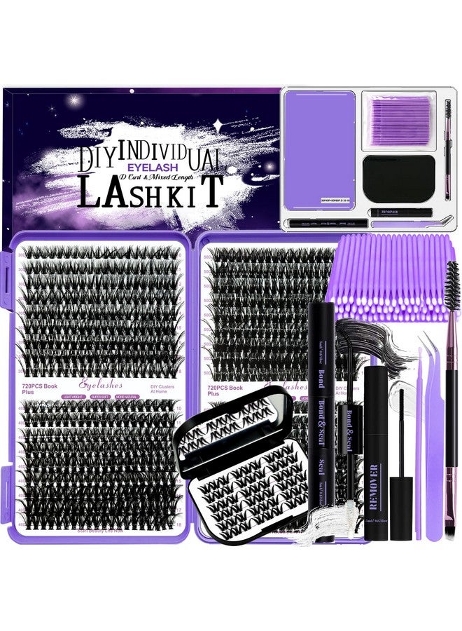 DNSGOOR Diy Lash Extension Kit 774 Pcs D Curl Individual Lash Clusters Eyelashes Extension Set With Mirror Lash Storage Box Lash Bond&Seal Glue Remover Tweezers Lash Brush Applicator - Image 1