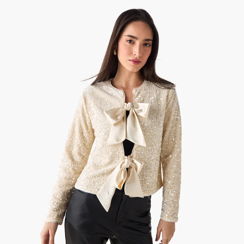 تواكستريمز Sequin Jacket With Bow
