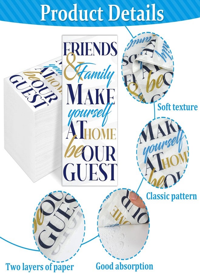 Naozinebi 100 Pack Friends & Family Guest Towels Disposable 2-ply Hand Towels Dinners Hand Napkins Soft Paper Napkins Absorbent Party Towels for Home Kitchen Bathroom Wedding Shower Parties Supplies 8" x 4" - Image 4
