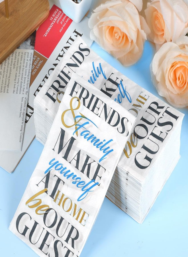 Naozinebi 100 Pack Friends & Family Guest Towels Disposable 2-ply Hand Towels Dinners Hand Napkins Soft Paper Napkins Absorbent Party Towels for Home Kitchen Bathroom Wedding Shower Parties Supplies 8" x 4" - Image 3