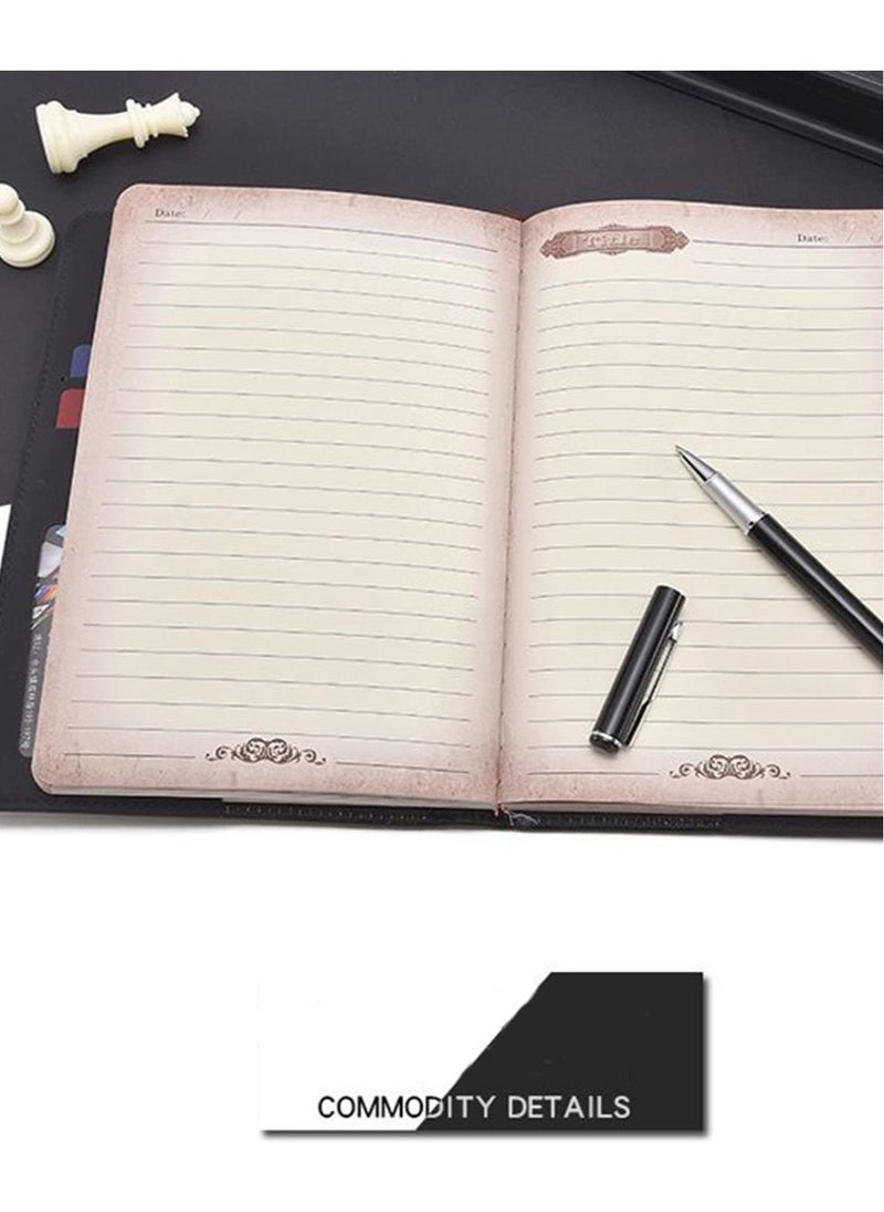 Lock Journal Diary Digital Password Notebook Leather Binder With Combination Print Bronzing Black