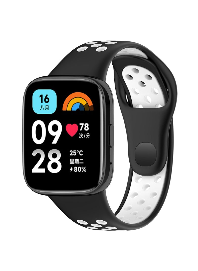 قطعة واحدة من سوار الساعة لساعة Redmi watch3 lite/Redmi watch3 حزام نشط أسود/أبيض - Image 1