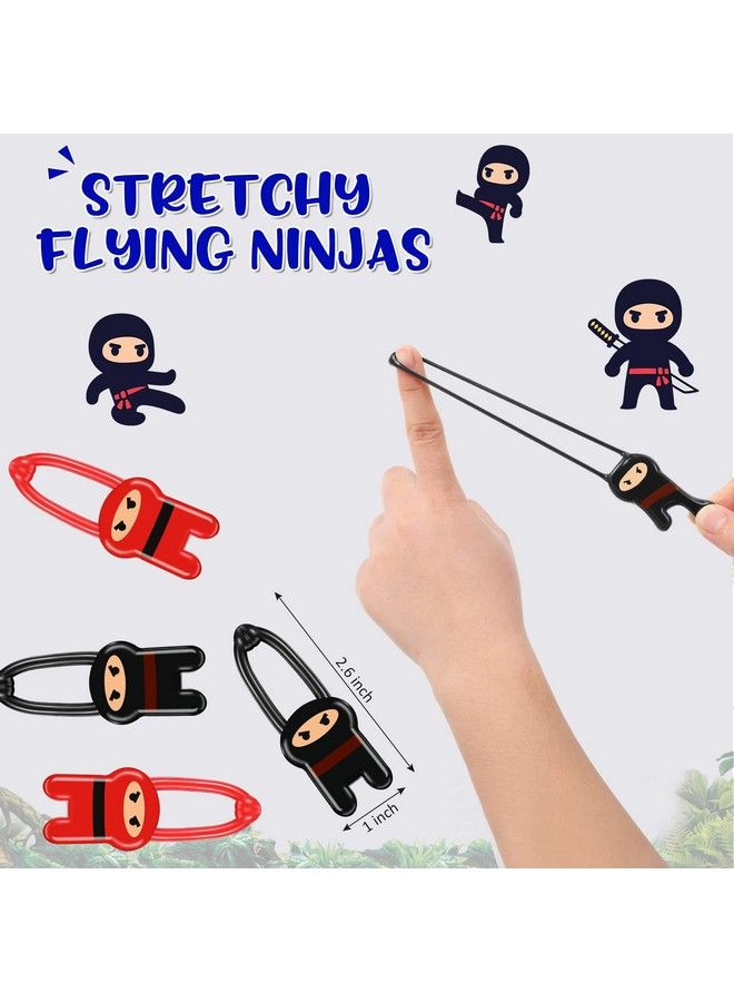 Skylety 24 قطعة من ألعاب النينجا المرنة الطائرة - مقلاع نينجا مرن بالأحمر والأسود - ألعاب مقلاع نينجا مضحكة للأطفال في حفلات عيد الميلاد - Image 3