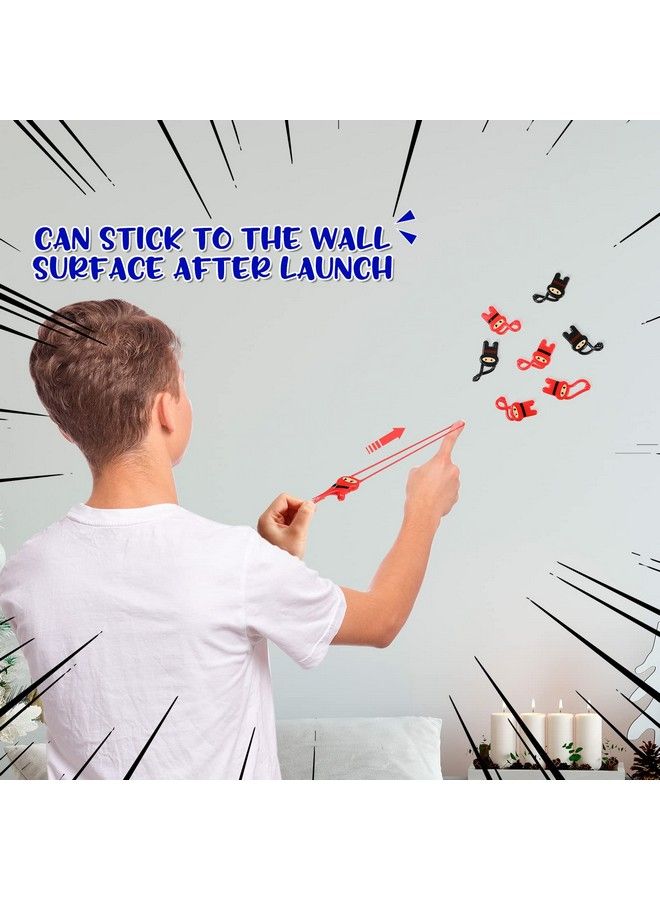 Skylety 24 قطعة من ألعاب النينجا المرنة الطائرة - مقلاع نينجا مرن بالأحمر والأسود - ألعاب مقلاع نينجا مضحكة للأطفال في حفلات عيد الميلاد - Image 4