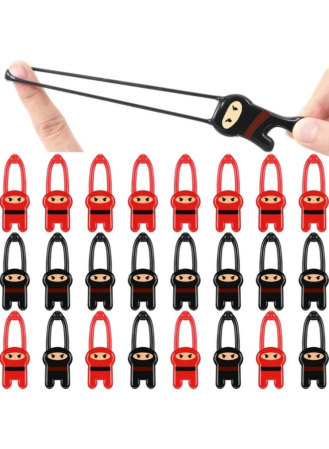 Skylety 24 قطعة من ألعاب النينجا المرنة الطائرة - مقلاع نينجا مرن بالأحمر والأسود - ألعاب مقلاع نينجا مضحكة للأطفال في حفلات عيد الميلاد - Image 2