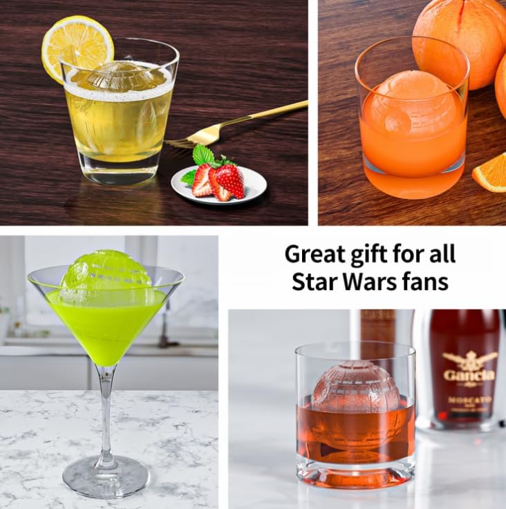 NICITY Death Star Ice Cube Mold with Millennium Falcon Bottle Opener6Cavity 3D Star War Ice Cube Tray for Whiskey Cocktails BourbonFunny Whiskey Gifts for Men - Image 3