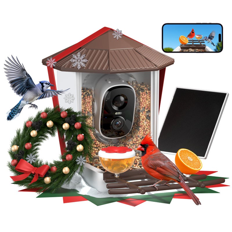 Wansview Bird Feeder With Camera-Smart Bird Feeders For Outdoors Solar Powered  Birdhouse With Cam & Instant Alert  2K Live Video  Ai Identify Species  Ideal Gift For Tech Lovers  F1  Brown  2.4G Wifi - Image 1