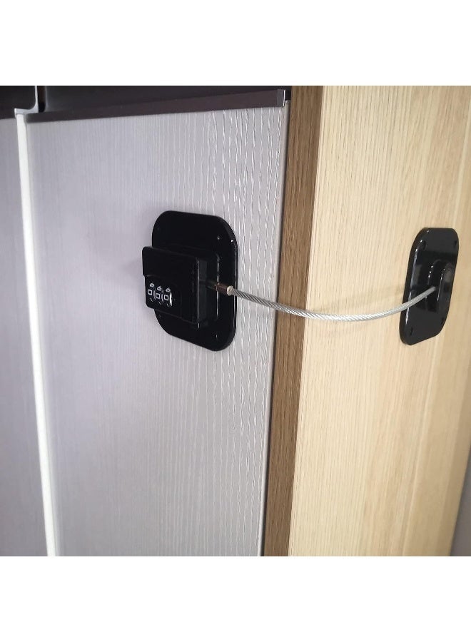 YEYA Baby Proofing Cabinet Lock with Large Adhesive Plates, No Screw No Drill Door Locks for Kids Safety, Keyless Child Safety Strap Locks, Drawer Locks, Fridge Lock Combination (Black 1 Pack) - Image 1