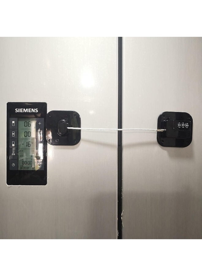 YEYA Baby Proofing Cabinet Lock with Large Adhesive Plates, No Screw No Drill Door Locks for Kids Safety, Keyless Child Safety Strap Locks, Drawer Locks, Fridge Lock Combination (Black 1 Pack) - Image 2