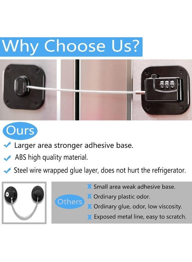 YEYA Baby Proofing Cabinet Lock with Large Adhesive Plates, No Screw No Drill Door Locks for Kids Safety, Keyless Child Safety Strap Locks, Drawer Locks, Fridge Lock Combination (Black 1 Pack) - Image 4
