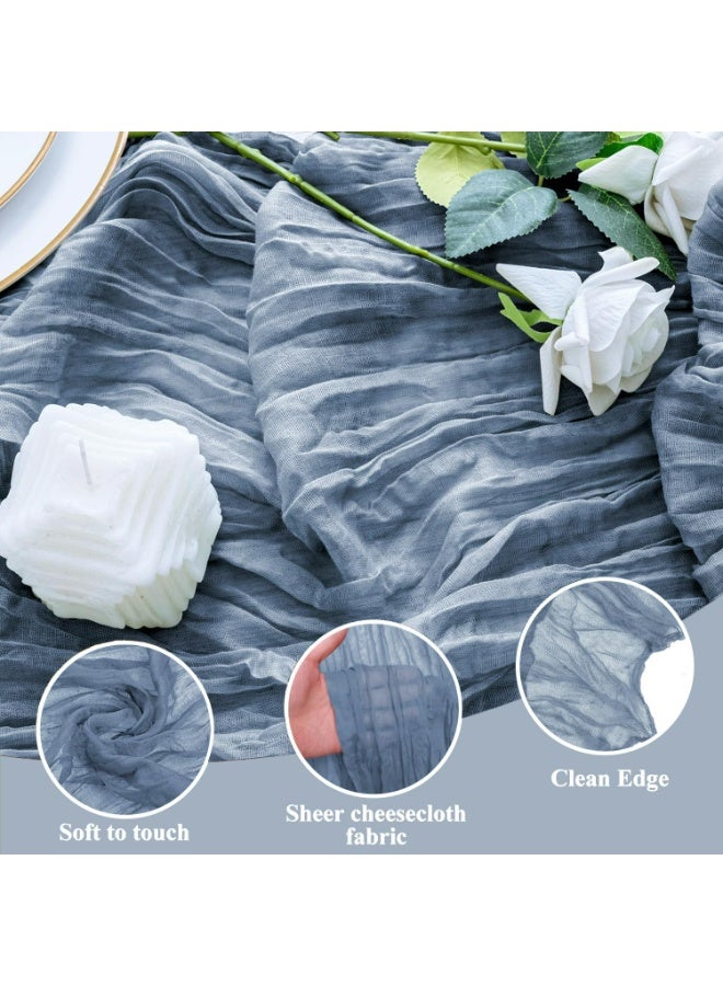 TAYRAN Tulle tablecloth, cotton tulle tablecloth, bohemian style decorative tablecloth, table centerpiece, 90x400 cm, suitable for wedding, baby shower, tea party and other tulle table decoration - Image 3