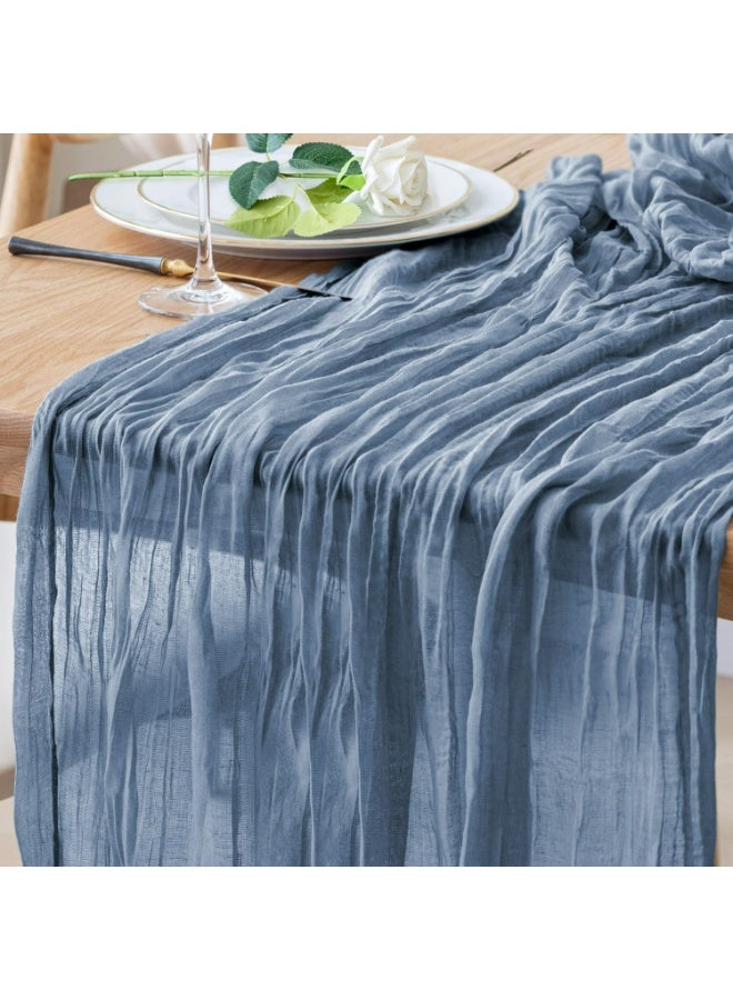TAYRAN Tulle tablecloth, cotton tulle tablecloth, bohemian style decorative tablecloth, table centerpiece, 90x400 cm, suitable for wedding, baby shower, tea party and other tulle table decoration - Image 1