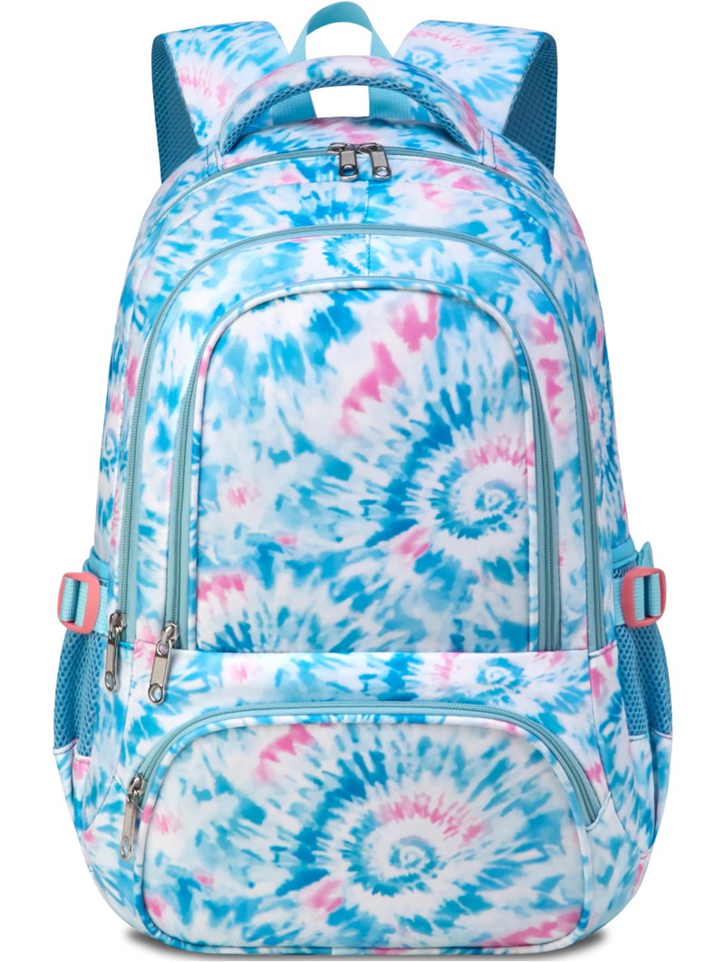BLUEFAIRY Kids Backpack for Girls Elementary Primary Middle School Bags for Aged 8-10 for Teens Childs Bookbags Back to School Book Bags Mochilas para NiÃƒÂ±as de 6 7 8 9 10 AÃƒÂ±os Tie-dye Blue - Image 1