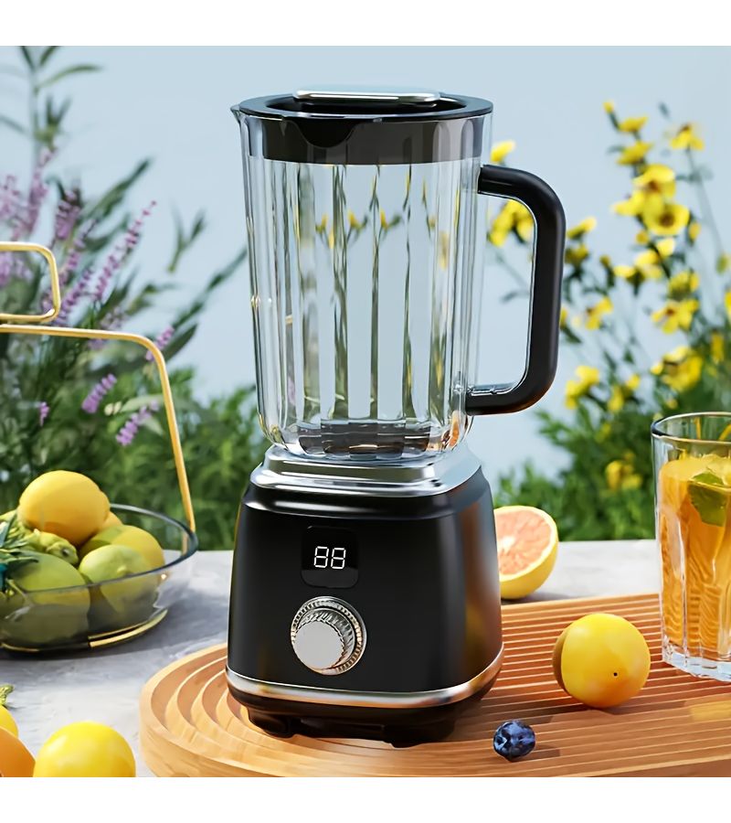 7.4V Portable Rechargeable Juicer And Ice Crusher With Digital Display Black Easy To Clean Compact Home Fruit Juicer For Smoothies Milkshakes Fresh Juice Office Travel - Image 1