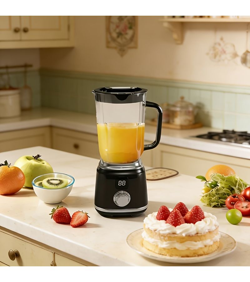 7.4V Portable Rechargeable Juicer And Ice Crusher With Digital Display Black Easy To Clean Compact Home Fruit Juicer For Smoothies Milkshakes Fresh Juice Office Travel - Image 4