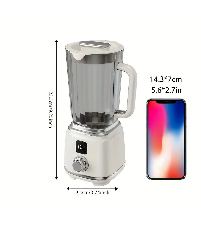 7.4V Portable Rechargeable Juicer And Ice Crusher With Digital Display Black Easy To Clean Compact Home Fruit Juicer For Smoothies Milkshakes Fresh Juice Office Travel - Image 5