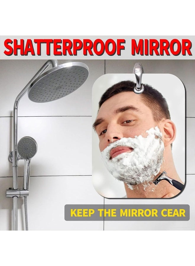 Beauenty Shatterproof & Fogless Shower Mirror for Shaving – 10"x8" Super-Sized, Unbreakable Deluxe Plexiglass Makeup Mirror - Perfect for Bathroom, Wall Hanging, Portable Handheld, Camping – Silver - Image 3