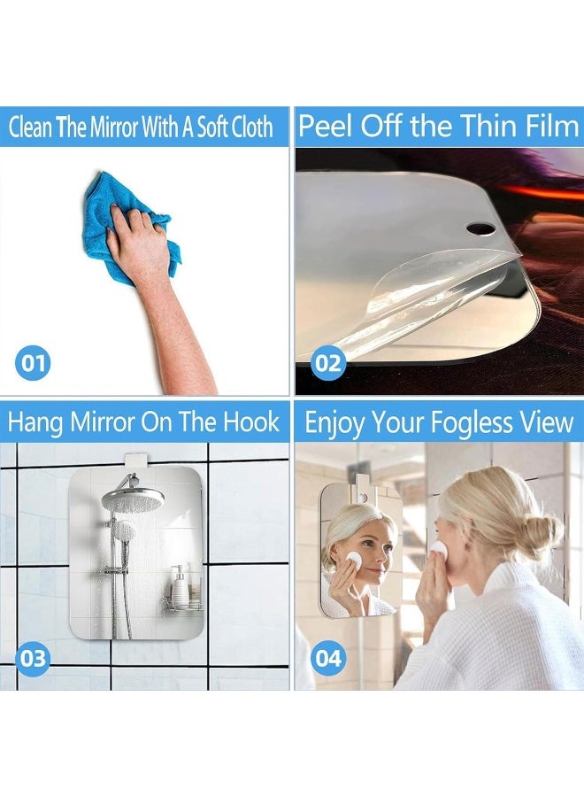 Beauenty Shatterproof & Fogless Shower Mirror for Shaving – 10"x8" Super-Sized, Unbreakable Deluxe Plexiglass Makeup Mirror - Perfect for Bathroom, Wall Hanging, Portable Handheld, Camping – Silver - Image 4