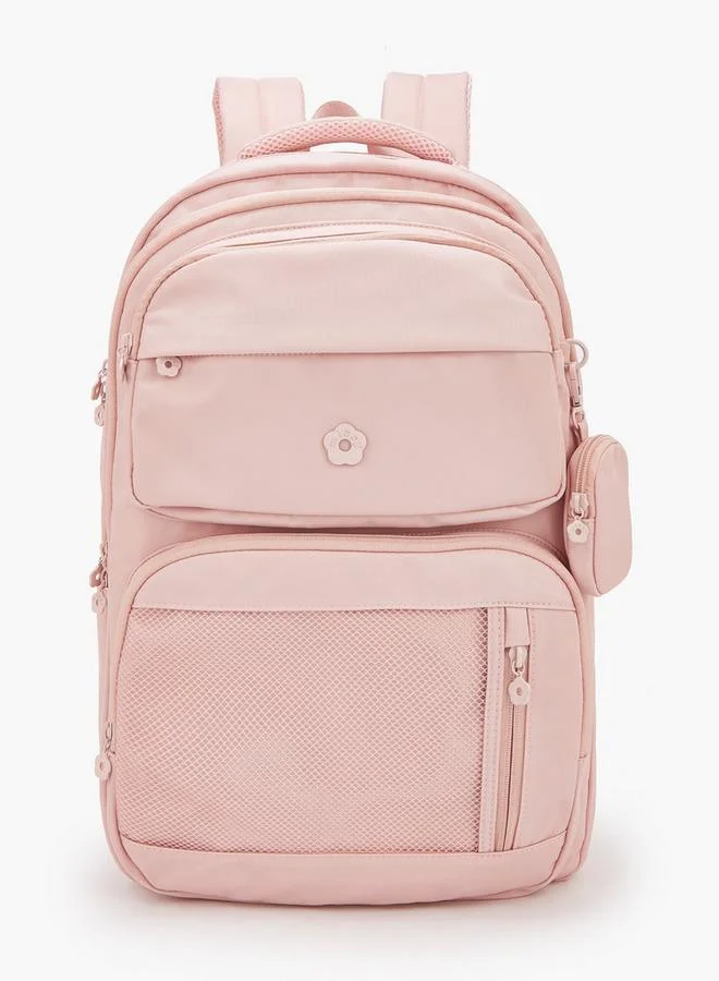 Missy Solid Backpack With Pouch