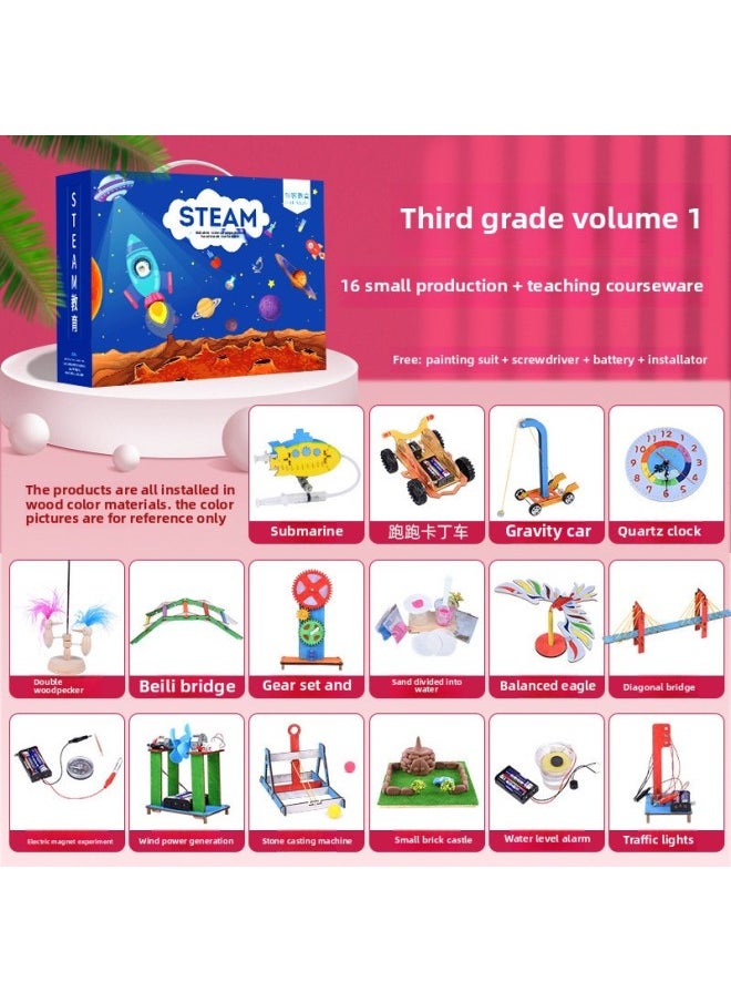 Generic - Children's Science Experimental Suit 1-6 Grade Primary School Students Suit Science And Technology Small Production Kindergarten Suit Science And Education Diy-Specifications:Wooden Science 3-5 Years Old B (trial Version) Comes With Color Box Packaging - Image 1