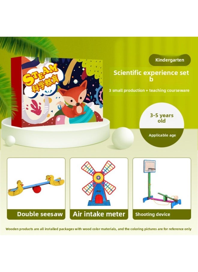 Generic - Children's Science Experimental Suit 1-6 Grade Primary School Students Suit Science And Technology Small Production Kindergarten Suit Science And Education Diy-Specifications:Wooden Science 3-5 Years Old B (trial Version) Comes With Color Box Packaging - Image 1