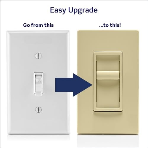 Leviton SureSlide Dimmer Switch for Dimmable LED, Halogen and Incandescent Bulbs, 6672-1LI, Ivory - Image 2