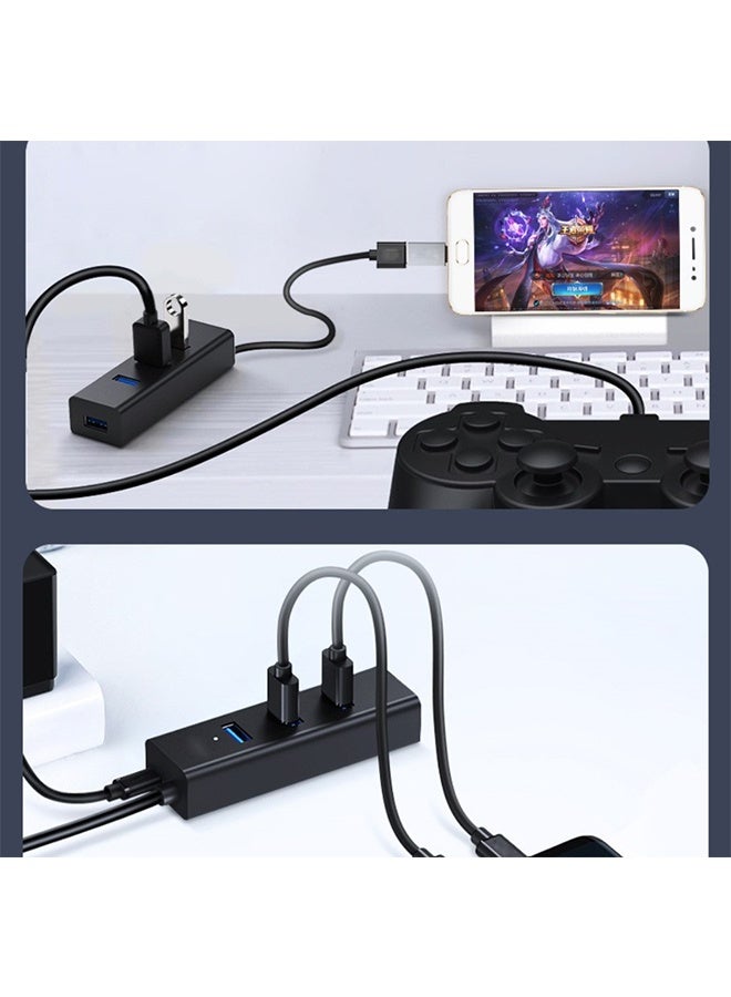 مقسم منافذ USB بأربعة منافذ، صغير ومحمول، عالي السرعة USB 2.0 لنقل البيانات لأجهزة Windows وMacBook وMac Pro وMac Notebook والكمبيوتر الشخصي وأكثر (أسود) - Image 5