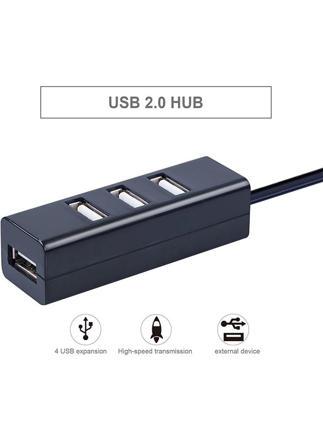 مقسم منافذ USB بأربعة منافذ، صغير ومحمول، عالي السرعة USB 2.0 لنقل البيانات لأجهزة Windows وMacBook وMac Pro وMac Notebook والكمبيوتر الشخصي وأكثر (أسود) - Image 3