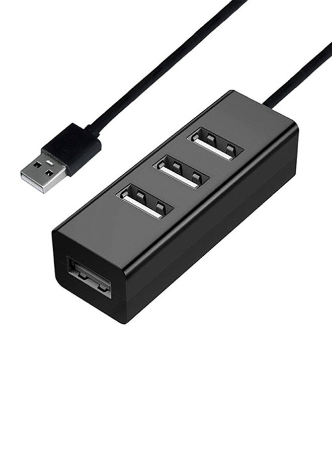 مقسم منافذ USB بأربعة منافذ، صغير ومحمول، عالي السرعة USB 2.0 لنقل البيانات لأجهزة Windows وMacBook وMac Pro وMac Notebook والكمبيوتر الشخصي وأكثر (أسود) - Image 1