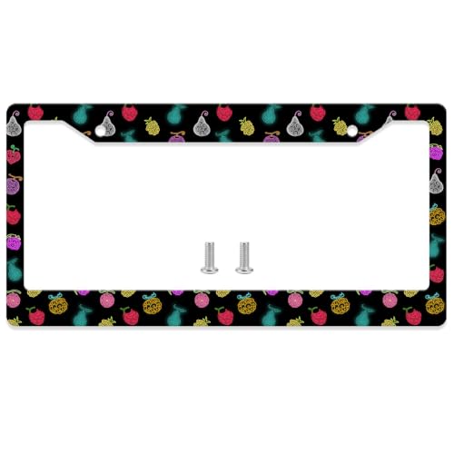 GENANY Power Fruit License Plate Frame License Plate Frames Anime Car License Plate Cover Fits Standard US Vehicles Anime Car Accessories Personalised Car Decorations for Women Men - Image 1