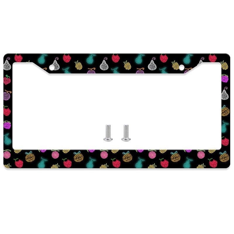GENANY Power Fruit License Plate Frame License Plate Frames Anime Car License Plate Cover Fits Standard US Vehicles Anime Car Accessories Personalised Car Decorations for Women Men - Image 3