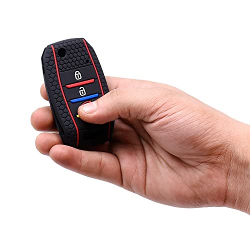 KMH - Soft Silicone Key Cover Compatible for Kia Settos 3 Button Smart Key (Black) - Image 5