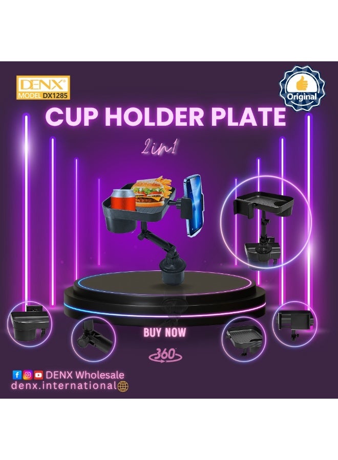 دينكس حامل أكواب بصينية متعدد الوظائف بملاءمة عالمية للسيارة، قابل للدوران 360° وقابل للدوران، لتناول الوجبات الخفيفة والطعام في السيارة - Image 5