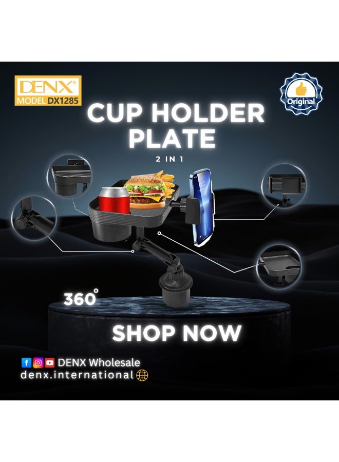 دينكس حامل أكواب بصينية متعدد الوظائف بملاءمة عالمية للسيارة، قابل للدوران 360° وقابل للدوران، لتناول الوجبات الخفيفة والطعام في السيارة - Image 3