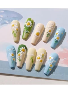 Goolsky Living Daisy Green Leaf Dried Flower Bowknot Butterfly Plant Petal Adhesive Nail Art Decoration Stickers Spring Manicure Decals  - Image 2