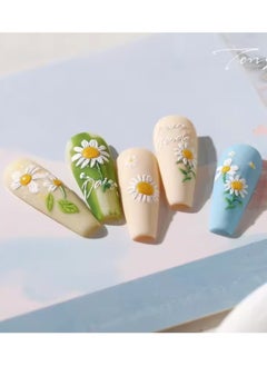 Goolsky Living Daisy Green Leaf Dried Flower Bowknot Butterfly Plant Petal Adhesive Nail Art Decoration Stickers Spring Manicure Decals  - Image 3