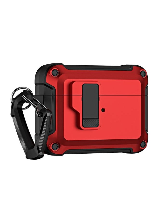 Generic Case Cover For AirPods Pro 2 TPU + PC Wireless Bluetooth Earphone Protective Case with Switch Lock & Hook Red 
