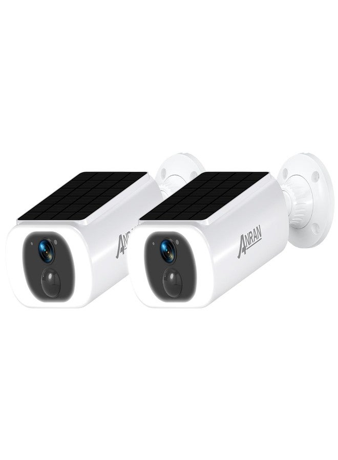 ANRAN 2K Solar Security Camera Wireless Outdoor, Forever Power with Built-in Solar Panel, WiFi Home Security Cameras, 2-Way Audio, PIR Detection, Color Night Vision, Works with Alexa, C3 2-Cam Pack - Image 1