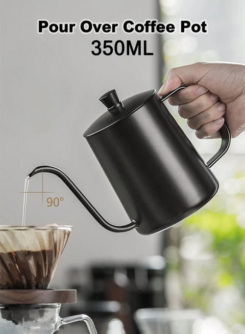 Precision Pour Over Coffee Kettle 350ml Stainless Steel Gooseneck Tea Kettle Black