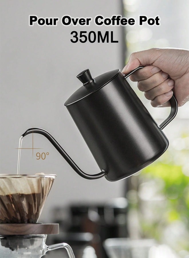 Precision Pour Over Coffee Kettle 350ml Stainless Steel Gooseneck Tea Kettle Black - Image 1