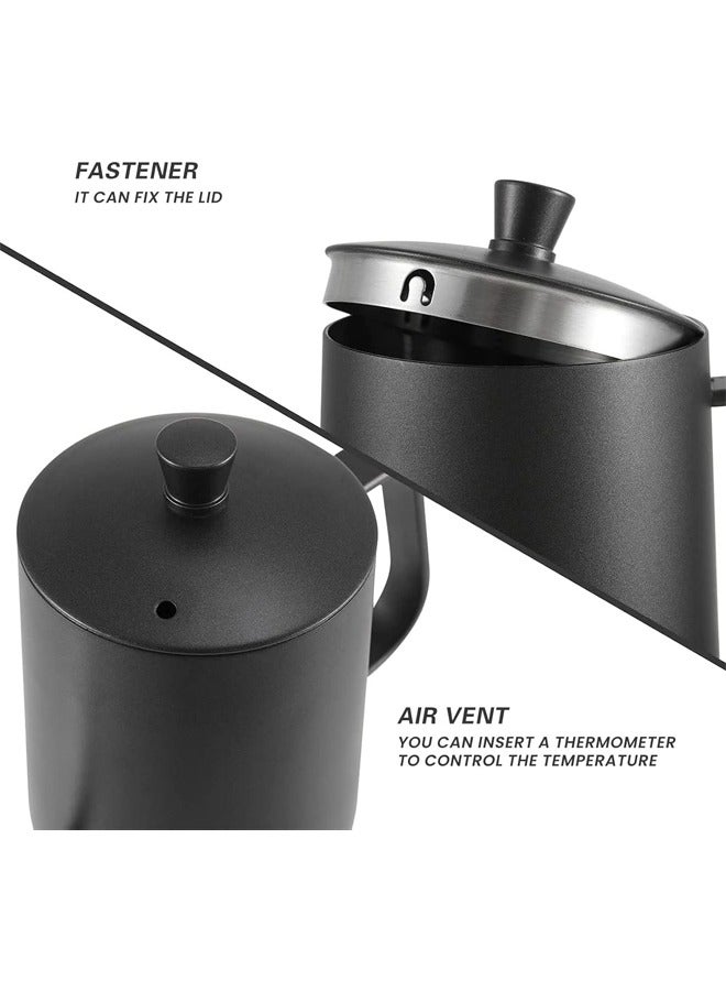 Precision Pour Over Coffee Kettle 350ml Stainless Steel Gooseneck Tea Kettle Black - Image 4